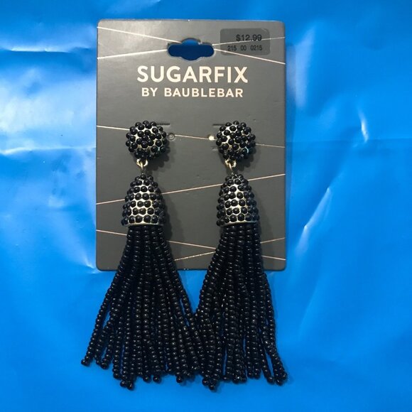 Black - SugarFix by BaubleBar Beaded Tassel Earrings - Picture 1 of 2